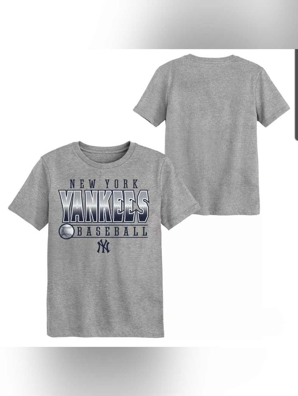 MLB Genuine Merchandise Kids New York Yankees Gray Poly Tee, size S 6/7, NWT